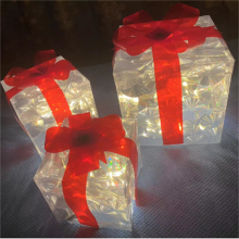(15cm) Christmas Glowing Decoration Gift Box - Festive Party Tabletop Ornament