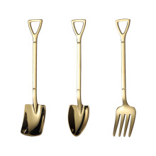 (1 each in gold) Stainless Steel Tea Spoon Shovel Ice Cream Dessert Watermelon KitchenTableware