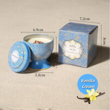 (Vanilla Cream) Fruity & Floral Scented Soy Wax Aromatherapy Candle in Tin Can - Handmade