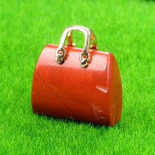 (Red Jasper) Natural Crystal Quartz Mini Handbag Pendant | Carved Stone Accessories & Handicrafts