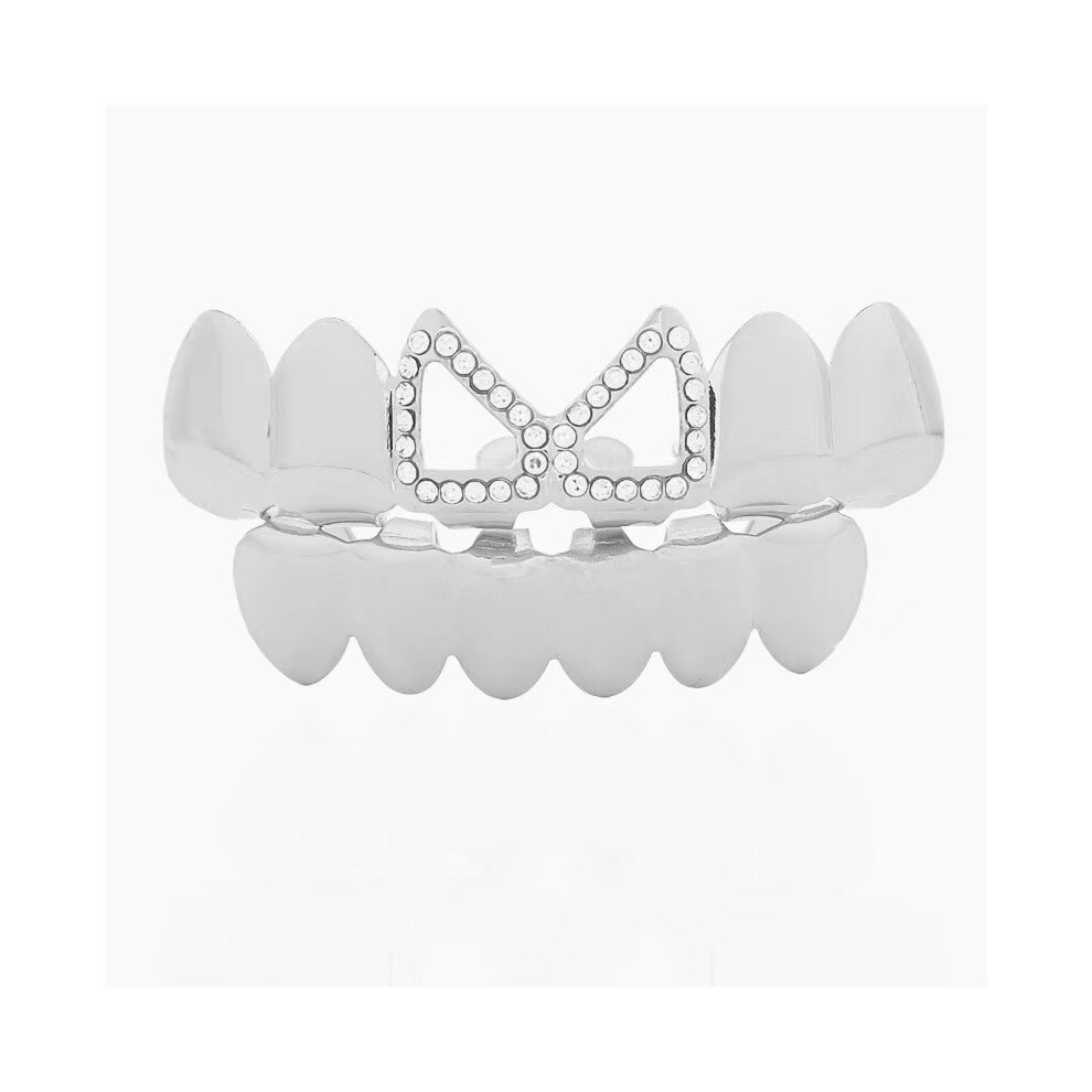 White ( K) Hip Hop Teeth Grillz 6 Teeth Grillz Top And Bottom Dental Grills Shiny