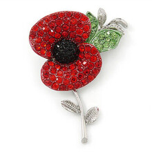 (4PCS Silver) New Crystal Enamel Pin Brooch - Christmas Decor Props Poppies Badges