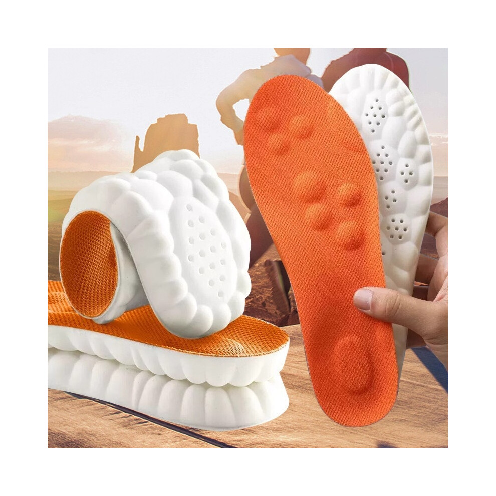 Orange (, 39-40) 1 Pair Massage Shock-Absorbing Insoles Comfort Boosting Massage Insoles