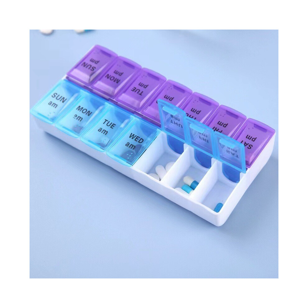 14-Compartment Weekly Pill Box - 7 Day Tablet Organiser & Medicine Storage Dispenser