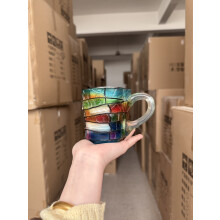 (B) 3D Painted Book Mug | Handmade Colored Novelty Coffee Mug | Colorful Resin Design