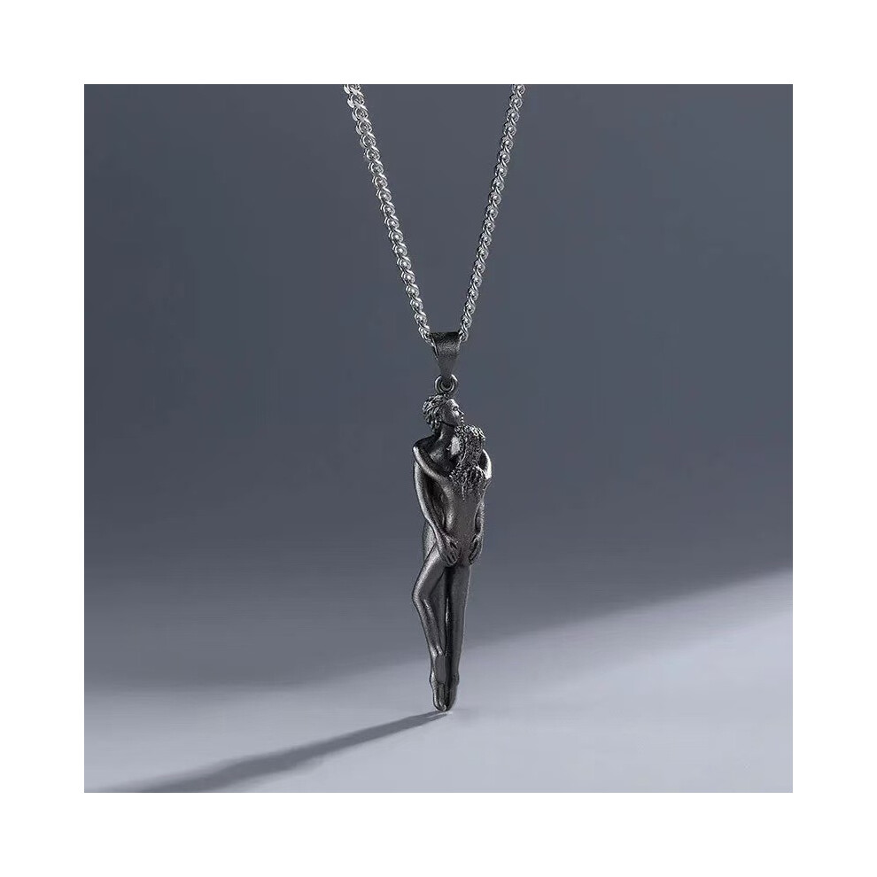 Black (Gunmetal ) Hug Necklace For Couples