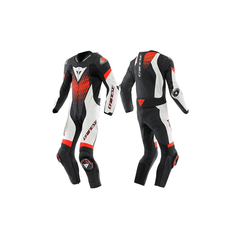 (Uk 46) Dainese Laguna Seca 6 Perforated 1 Piece Leather Suit Black / White / Fluo Red White,Black,Red 8051019871862