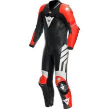 (UK 46) Dainese Mugello 3 D-Air One Piece Perforated Leather Suit Black / Fluo Red / White