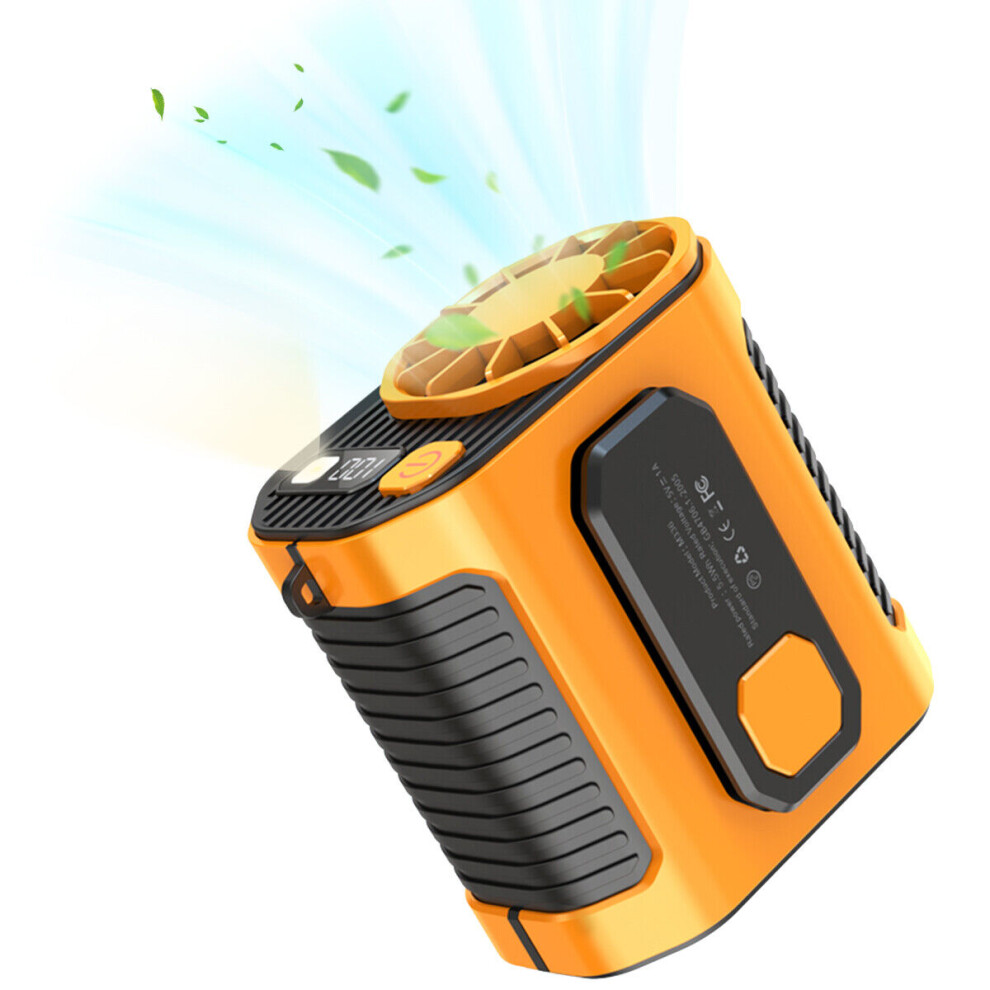 (Orange) Portable Waist Clip On Fan Hanging Cooling Fan Usb Rechargeable Power Bank Fan Orange 320997631958