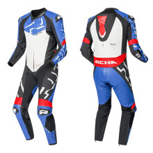 (UK 40) Richa Stradale GP 1 Piece Leather Suit Blue / White / Black / Red