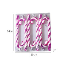 (Rose) 6PCS Candy Cane Glitter Christmas Tree Baubles Xmas Decoration Ornament