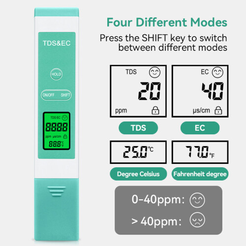 Digital TDS EC Temp Testing Meter Pen For Hydroponics Household Water Test Pen