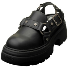 (6.5) Buffalo Vega Vegan Womens Clog Shoes in Black