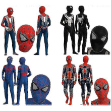 (120CM, Style C) Spider-man Animated Suit Cosplay Costume Party Jumpsuit Fitted Kids Clothes Spiderman Face Paint JJM
