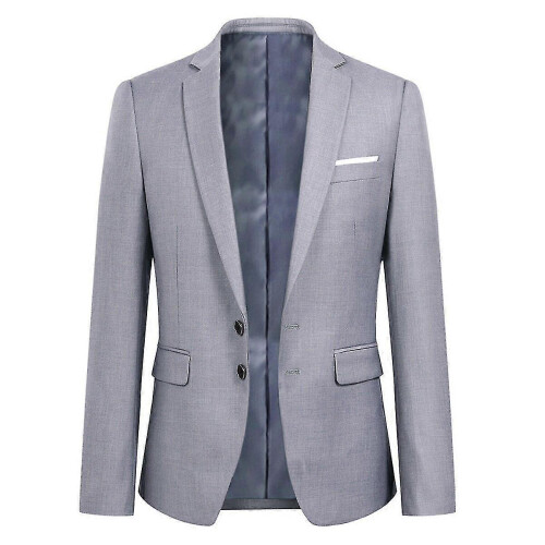(L, Grey) Allthemen Men's Business Blazer Solid Slim Fit Jacket