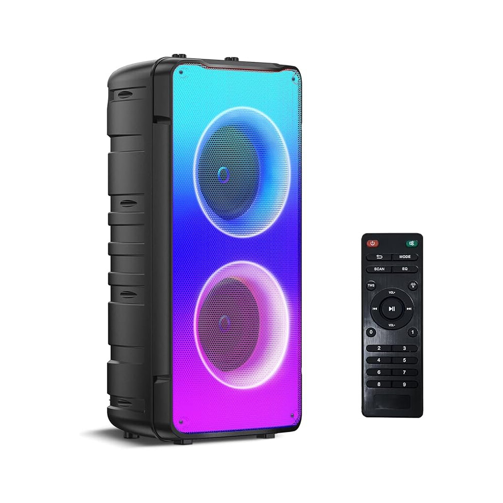 Speakers, 60W(80W Peak) Portable Loud Wireless Stereo Speaker With Rich Bass, Bluetooth 5.0, Fm Radio, Colorful Lights, Tws Pairing, 10000Mah Battery 001133445577