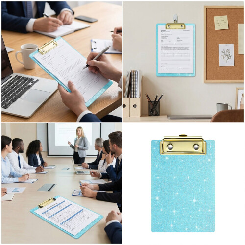 Sparkling Acrylic Document Clip Board 6x4Inch For-Light Green 2