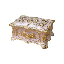 Boîte de rangement de bijoux en alliage floral de styles-Blanc S