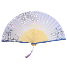 Foldable Bamboos Fan With Flowing Tassels Imitation Silk-03