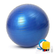 (65 cm, Blue) Anti-Burst Exercise Gym Ball for Pilates Yoga Core Training with Pump