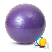 (65 cm, Purple) Anti-Burst Exercise Gym Ball for Pilates Yoga Core Training with Pump