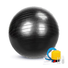 (65 cm, Black) Anti-Burst Exercise Gym Ball for Pilates Yoga Core Training with Pump