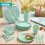 GEEZY (Blue) GEEZY Large Plastic Picnic Camping Party Dinner Plate Mug Cutlery Set Storage Box 5