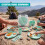 GEEZY (Blue) GEEZY Large Plastic Picnic Camping Party Dinner Plate Mug Cutlery Set Storage Box 8