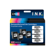 Remanufactured 305 XL Black InkJet Cartridges 4 Pack