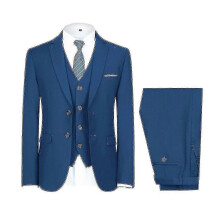 (XS, Sea Blue) Mens Wedding Party Dinner 3-pieces Suit Blazer Vest Pants 9 Colors