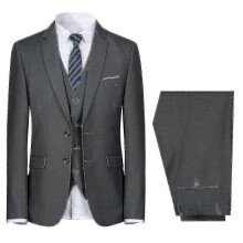 (3XL, Dark Grey) Mens Wedding Party Dinner 3-pieces Suit Blazer Vest Pants 9 Colors