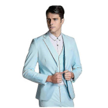 (M, Light Blue) Mens Wedding Party Dinner 3-pieces Suit Blazer Vest Pants 9 Colors