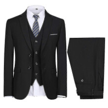 (M, Black) Mens Wedding Party Dinner 3-pieces Suit Blazer Vest Pants 9 Colors