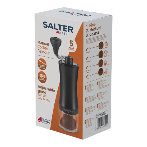 Salter Salter Manual Coffee Grinder Adjustable Ceramic Burr Hand Crank Easy Clean Black 2