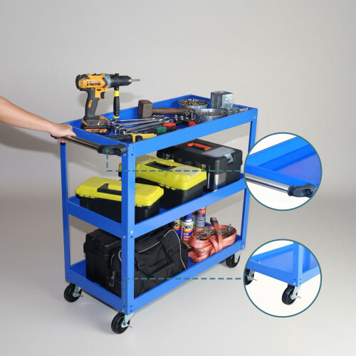 Carro de taller de 3 niveles con ruedas giratorias 2