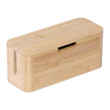 Boîte à câbles en bambou avec couvercle magnétique - Compatible avec un câble à 6 prises