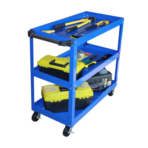 Carro de taller de 3 niveles con ruedas giratorias