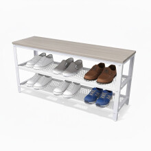 Banco zapatero con asiento y 2 estantes para entrada