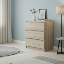 (Sonama) 3 Drawer Chest of Drawers - Small Bedside Table & Storage Cabinet for Bedroom, Living Room & Office (70 cm W x 40 cm D x 77 cm H)