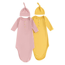 (0-3 Months, Dark Pink Yellow) Śpiworek dla malucha z długim rękawem, z kocykiem i czapeczką.