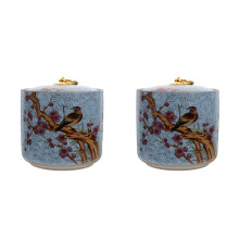 2Pcs Lavender Ceramic Tea Canisters Reusable Sealed Storage Jars