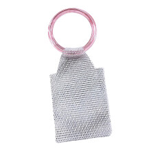 Stylish Resin Handle Wine Pouch Mesh-White mobile phone b