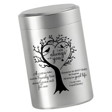 Aluminium souvenirs urn met ingewikkelde bomen ontwerp-Zilver