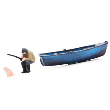 Kunstvolles Fischerboot-Ausstellungsstück im Maßstab 1:64 mit-B