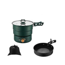 (Stainless steel 110V) 110V/220V Travel Rice Cooker Portable Split Frying Pan Electric Stew Soup Pot Boiler Cooking Skillet Mini Hotpot Food Steamer