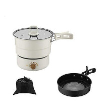 (Non-stick 3 220V) 110V/220V Travel Rice Cooker Portable Split Frying Pan Electric Stew Soup Pot Boiler Cooking Skillet Mini Hotpot Food Steamer