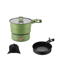 (Stainless steel 1 110V) 110V/220V Travel Rice Cooker Portable Split Frying Pan Electric Stew Soup Pot Boiler Cooking Skillet Mini Hotpot Food Steamer