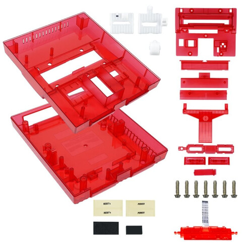 Bitfunx SNES Replacement Shell Transparent Case for  SNES SFC US Version Retro Gaming Consoles Translucent Red