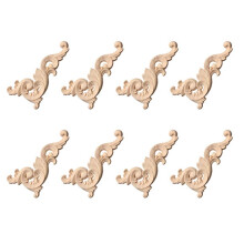 8X Decorazione Della Parete Della Porta 'Applique 'Angolo Della Decalcomania Intagliata In Legno 12 X 6 cm Non Verniciata