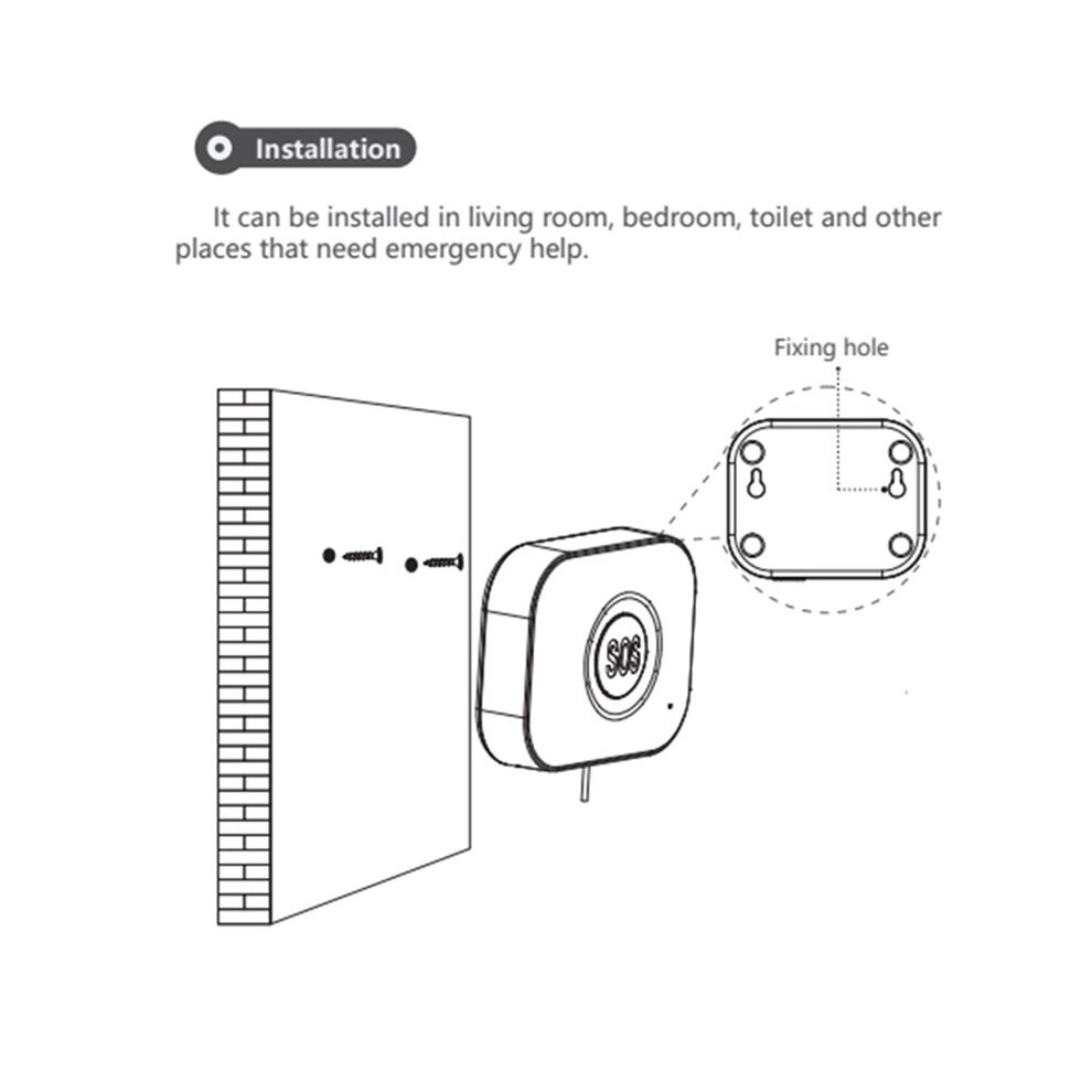 Brecantia Tuya Wifi Sos Emergency Button Health Alert System Personal Alarm Security Waterproof With Drawstring For Elderly